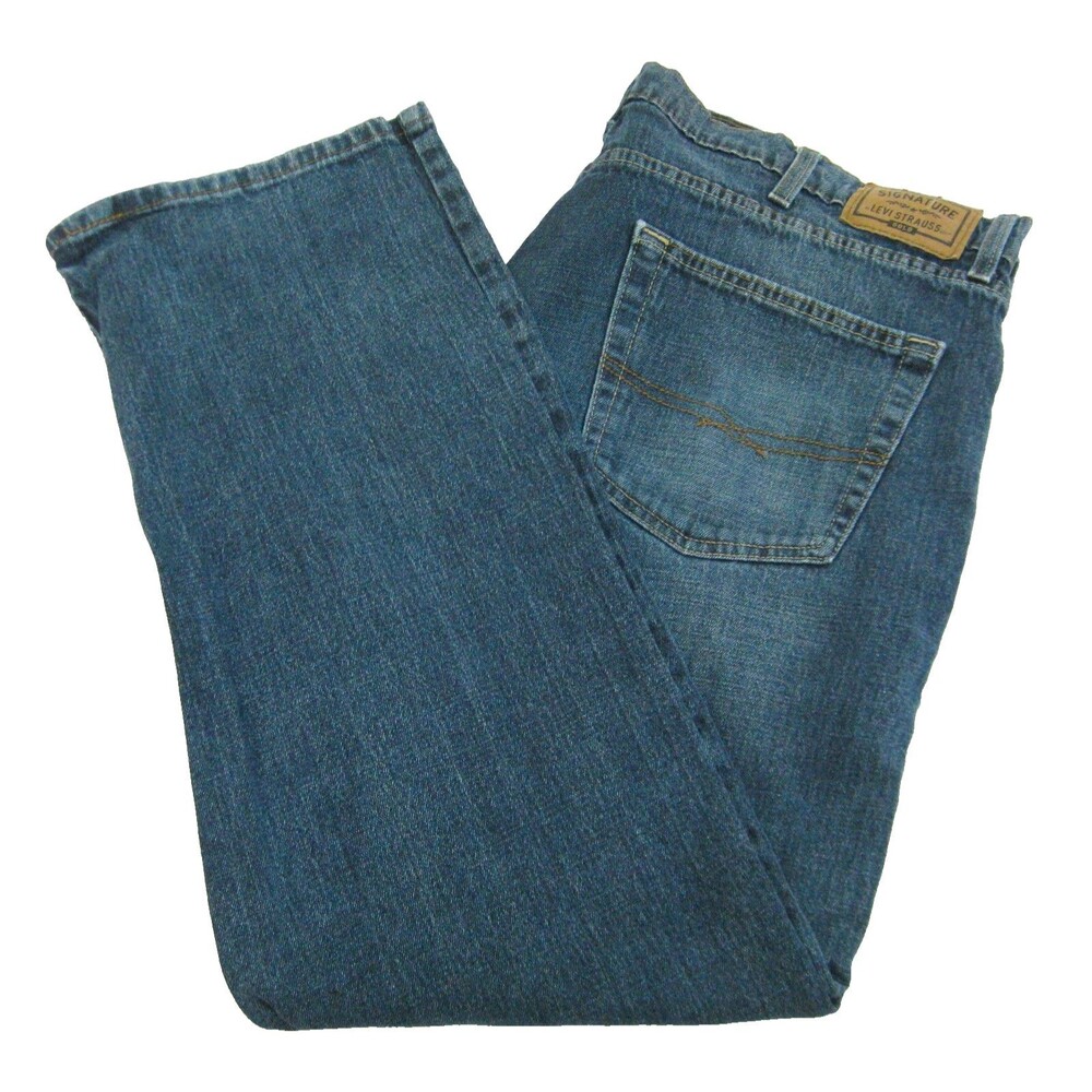Levi's Blue Jeans Mens 44x32 Cotton Denim Pants 5 Pockets Zipper Fly Regular Fit